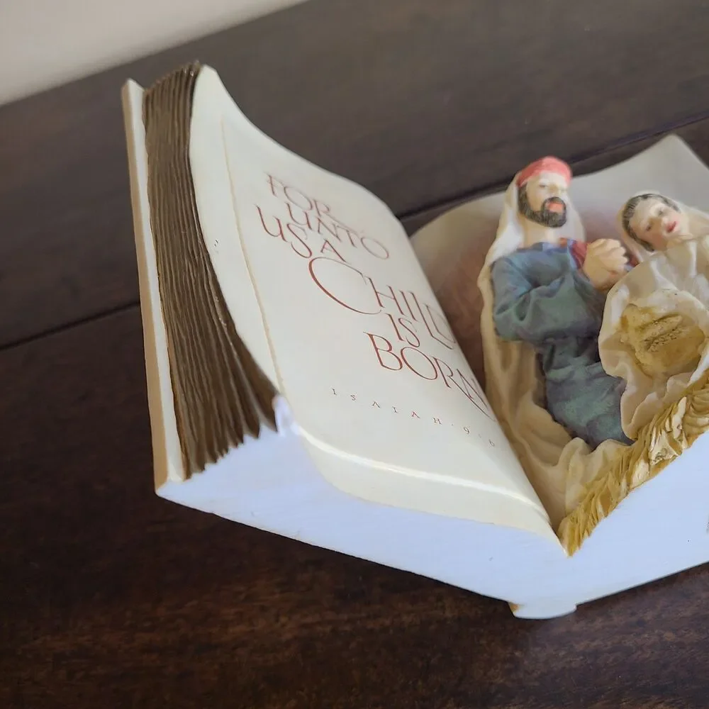 Bible Nativity Music Box - Silent Night Isaiah 9:6 Mary Joseph AGC, Inc. Vintage